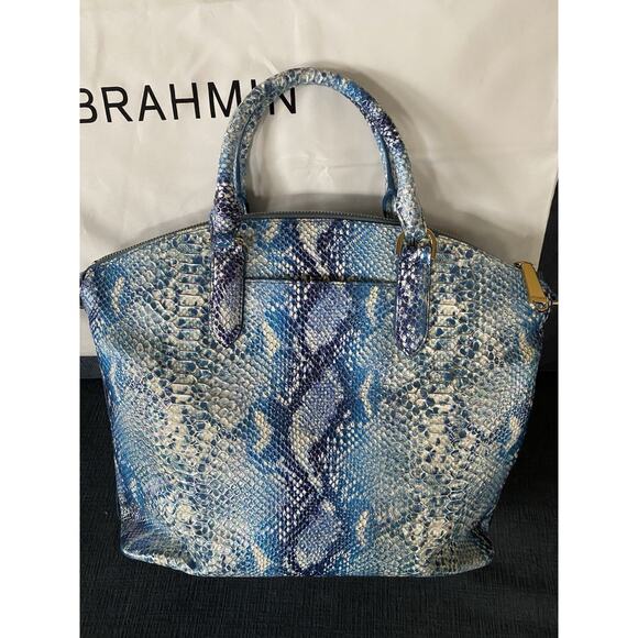 Brahmin Leather Handbag Large Duxbury Satchel - Joyful Oceangrove BRAND NEW - Picture 2 of 13